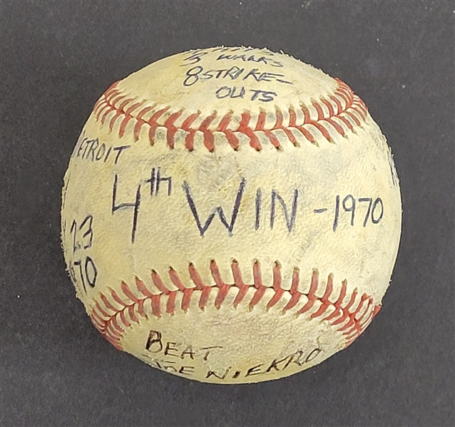 Bert Blyleven Rookie Year 4th Career Win July 23, 1970 Twins vs Tigers Complete Game Used Final Out Stat Baseball w/Blyleven Signed Letter of Provenance