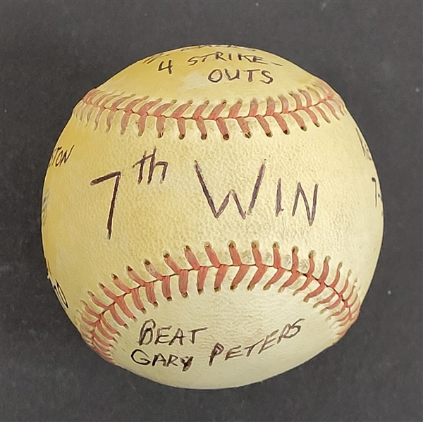 Bert Blyleven Rookie Year 7th Career Win August 16, 1970 Twins vs Red Sox Game Used Stat Baseball w/Blyleven Signed Letter of Provenance