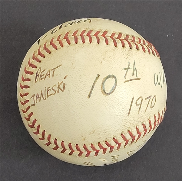 Bert Blyleven Rookie Year 10th Career Win September 20, 1970 Twins vs White Sox Complete Game Used Final Out Stat Baseball w/Blyleven Signed Letter of Provenance