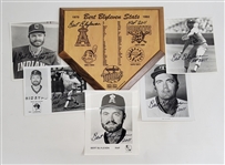 Bert Blyleven Career Stats Wooden Home Plate with (5) Signed Photos w/Blyleven Signed Letter of Provenance