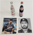 Bert Blyleven Lot of (2) Rod Carew Minnesota Twins Coke Bottles and (2) Signed Twins Photos w/Blyleven Signed Letter of Provenance