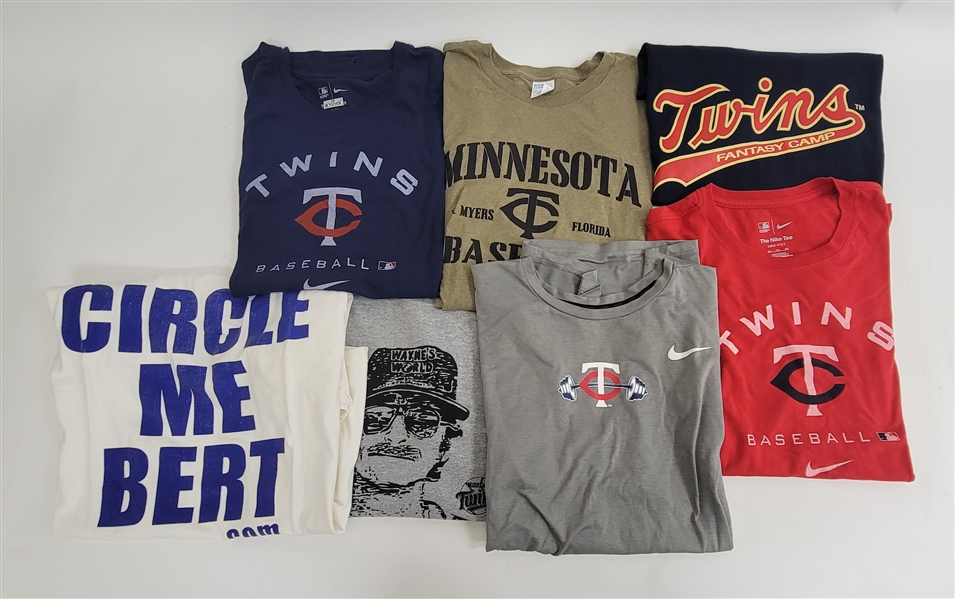 Bert Blyleven Lot of (6) Minnesota Twins Tee Shirts 2XL w/Blyleven Signed Letter of Provenance