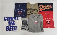 Bert Blyleven Lot of (6) Minnesota Twins Tee Shirts 2XL w/Blyleven Signed Letter of Provenance