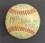 Bert Blyleven 19th Win 1984 Cleveland Indians September 30 vs Twins Final Win of the Year Game Used Stat Baseball w/Blyleven Signed Letter of Provenance