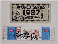 Bert Blyleven 1987 World Series Game 2 Signed Full Ticket Mint with Signed Players Parking Pass to Game 7 w/Blyleven Signed Letter of Provenance