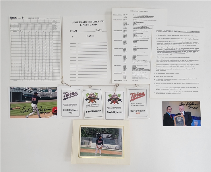 Bert Blyleven Minnesota Twins Fantasy Camp Package Includes Signed Photos w/Blyleven Signed Letter of Provenance