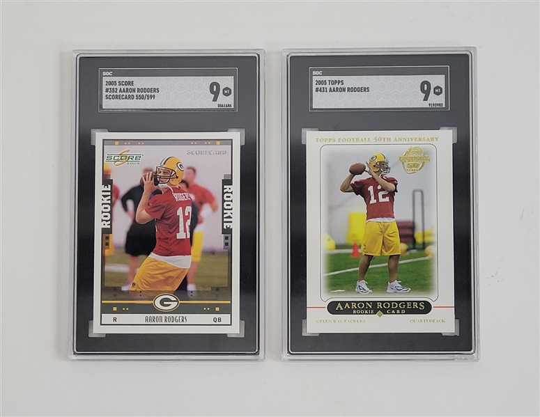 Lot of 2 Aaron Rodgers Graded Rookie Cards SGC 9