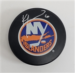 Ken Morrow Autographed New York Islanders Hockey Puck