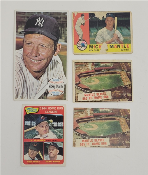 Lot of 5 Vintage Mickey Mantle Cards