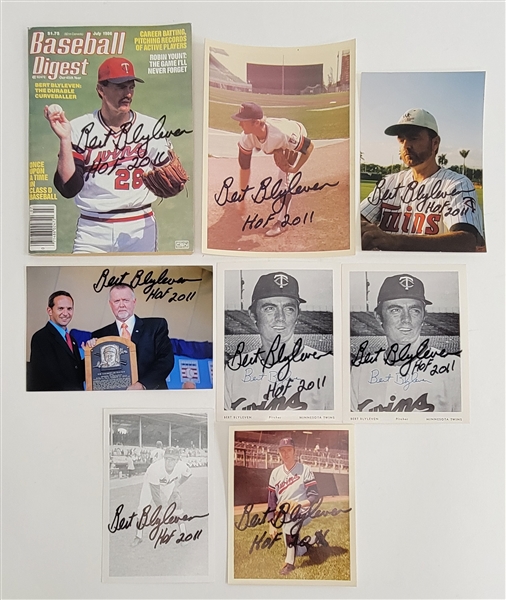 Bert Blyleven Lot of (8) Minnesota Twins Signed Photos and Magazine w/Blyleven Signed Letter of Provenance