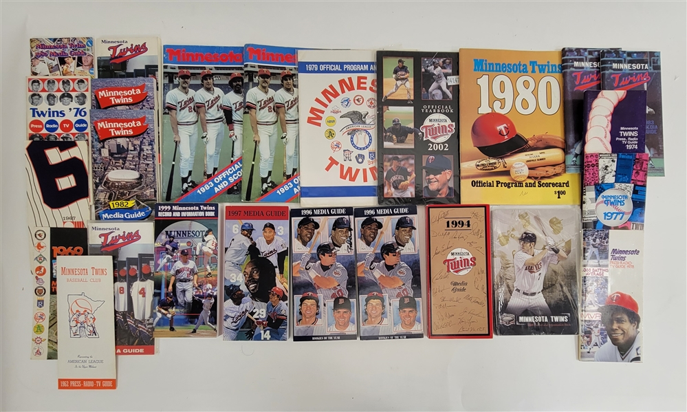 Collection of 1961-2002 Minnesota Twins Programs & Media Guides