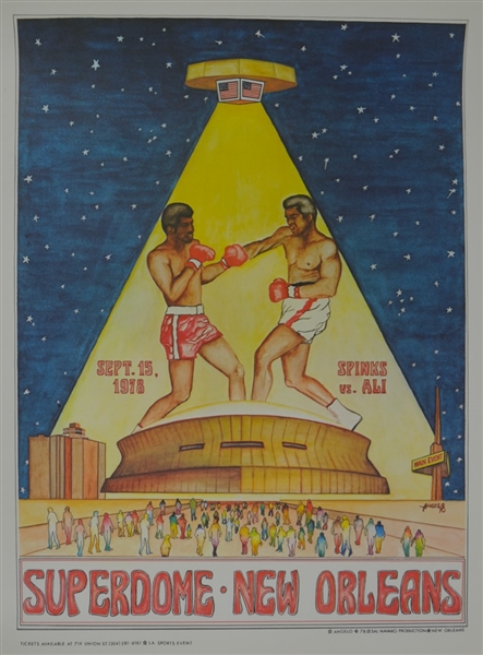 Rare 1978 Muhammad Ali vs. Leon Spinks II On-Site Original Fight Poster