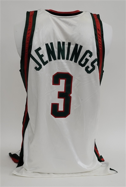 Brandon Jennings 2009-10 (tagged 2008-09) Milwaukee Bucks Game Used & Autographed Rookie Jersey w/ Dave Miedema LOA