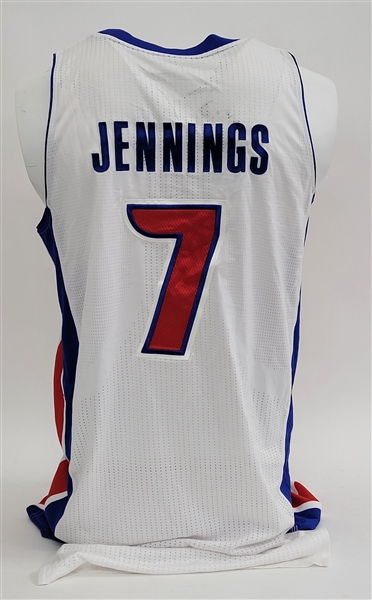 Brandon Jennings 2013-14 Detroit Pistons Game Used Jersey w/ Dave Miedema LOA