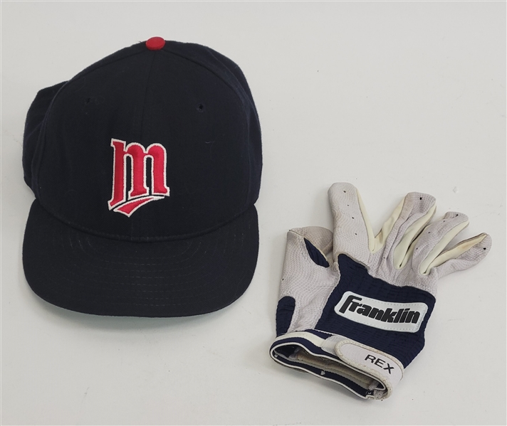 Kent Hrbek 1994 Minnesota Twins 100Year Anniversary Game Used & Autographed Hat w/ Batting Glove