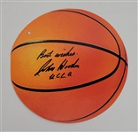 John Wooden Autographed & Inscribed 5" Basketball Card PSA/DNA.