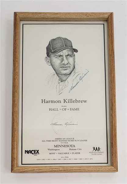 Harmon Killebrew Autographed & Framed 12x20 Ron Lewis NACEX Print