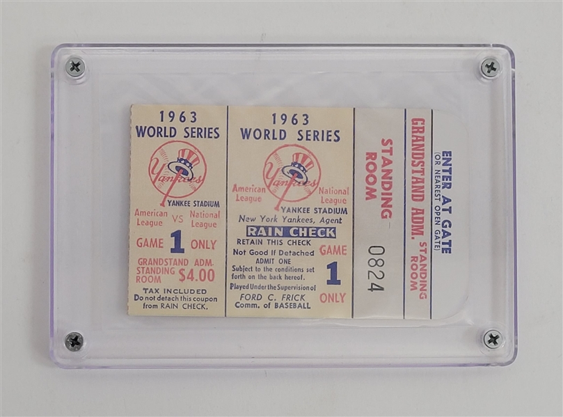 1963 World Series Game 1 Ticket  (Sandy Koufax Strikeout Record)
