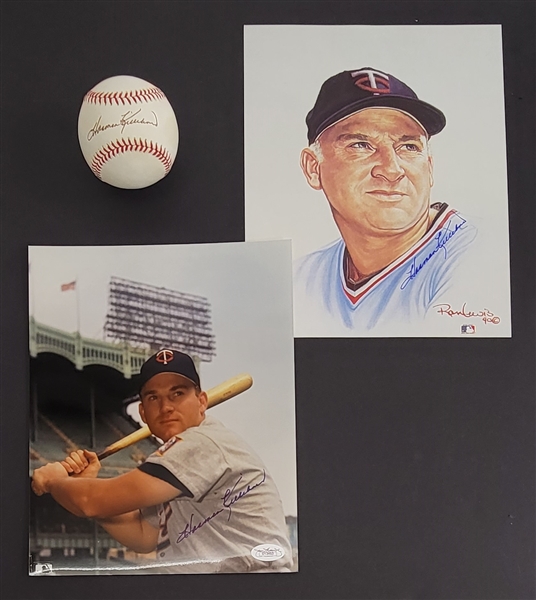 Lot of 2 Harmon Killebrew Autographed 8x10 Photos & Autographed Baseball