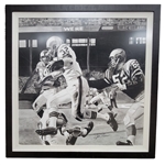 Jim Brown Autographed Original 40x40 James Fiorentino Watercolor Painting Framed 47x47 w/ Beckett LOA