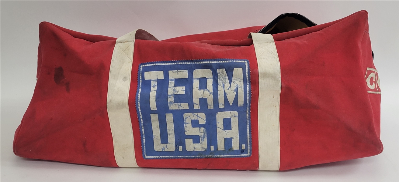 Phil Verchota 1980 U.S.A. Olympic Hockey Team Game Used & Team Signed Equipment Bag - 19 Signatures w/ Letter of Provenance