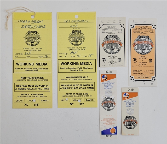 Lot of (6) 1984 San Francisco Giants All-Star Game Tickets & Passes