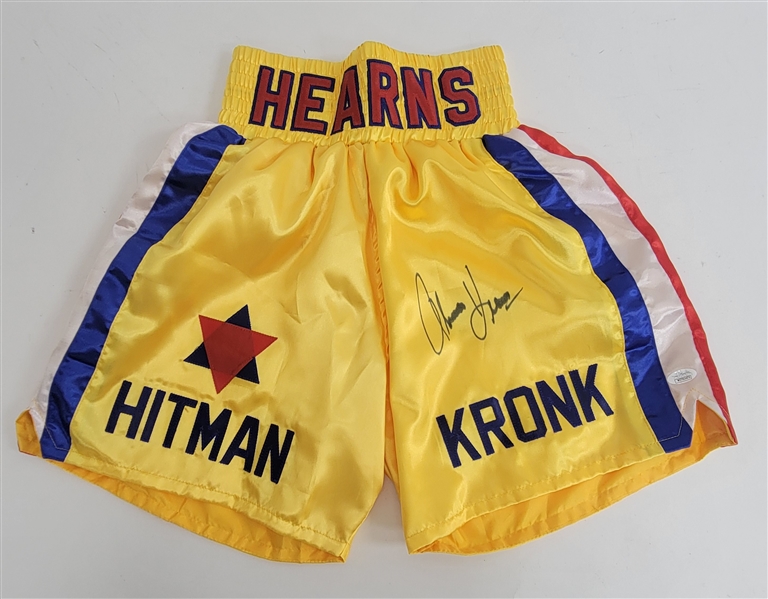 Thomas "Hitman" Hearns Autographed Boxing Shorts JSA