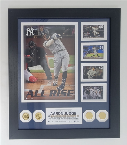Aaron Judge New York Yankees 62nd Home Run Single Season Record Framed Display LE #44/99