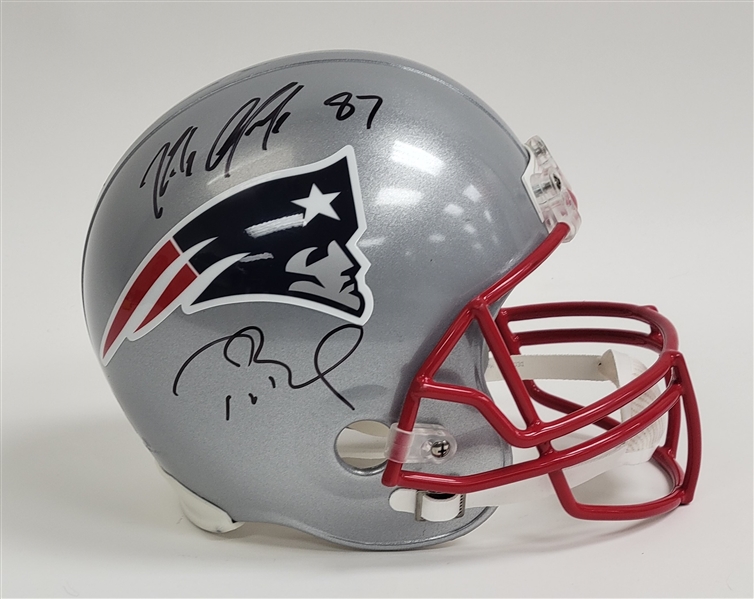 Tom Brady & Rob Gronkowski Dual Autographed New England Patriots Full Size Replica Helmet Beckett & TriStar
