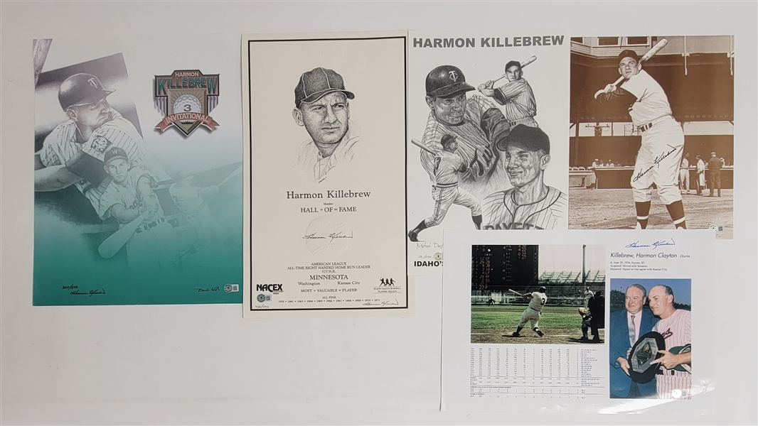 Harmon Killebrew Personal Collection of 5 Autographed Prints Beckett