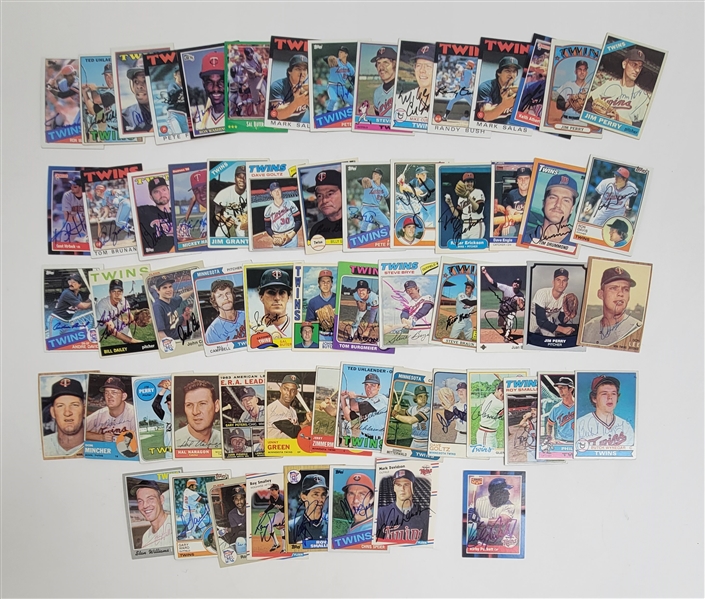Collection of Over 100 Minnesota Twins Autographed 1960s-1980s Cards w/ Puckett Beckett