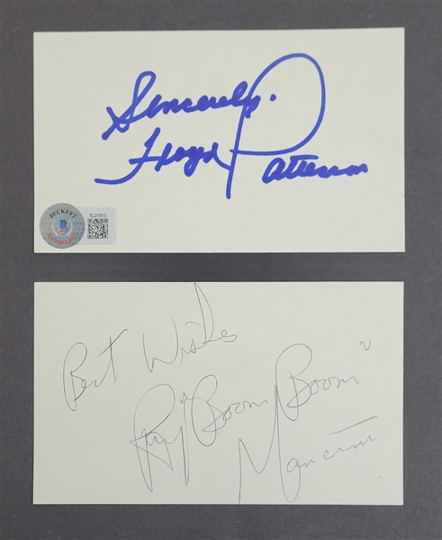 Lot of 2 Floyd Patterson & Ray "Boom Boom" Mancini Autographed Index Cards Beckett