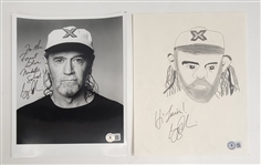 Lot of 2 George Carlin Autographed 8x10 Photos Beckett