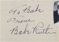 Babe Ruth Autographed & Inscribed Matted Letter w/ Beckett LOA