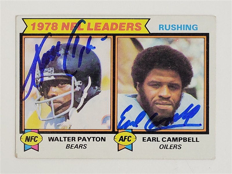 Walter Payton & Earl Campbell Dual Autographed 1979 Topps Card w/ Beckett LOA
