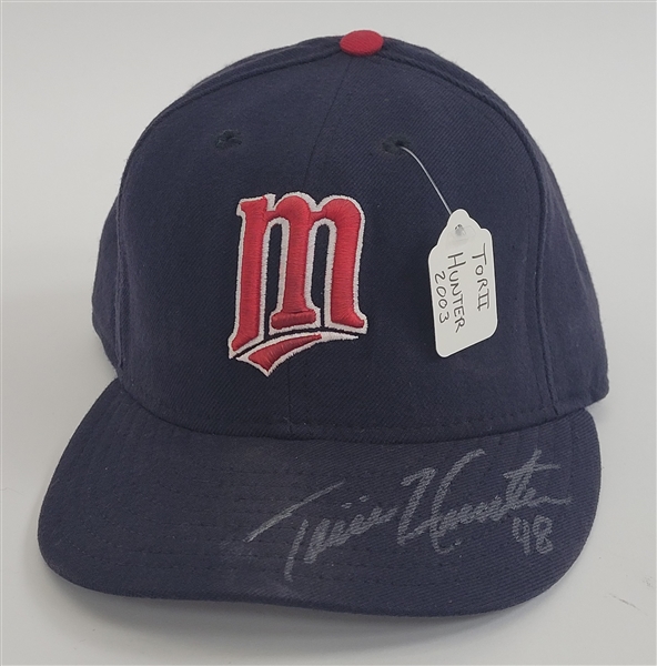 Torii Hunter 2003 Minnesota Twins Game Used & Autographed Hat w/ Twins LOA