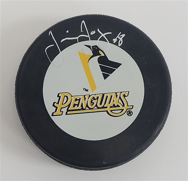 Jaromir Jagr Autographed Pittsburgh Penguins Hockey Puck w/ Penguins LOA