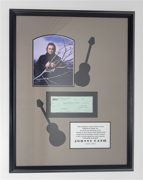 Lot Detail - Johnny Cash Signed & Framed Check Display w/ Beckett LOA