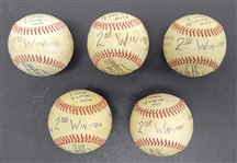 1981-85 Bert Blyleven Lot of (5) 2nd Win Game Used Stat Baseballs From Each Year With Cleveland Indians w/Blyleven Signed Letter of Provenance 
