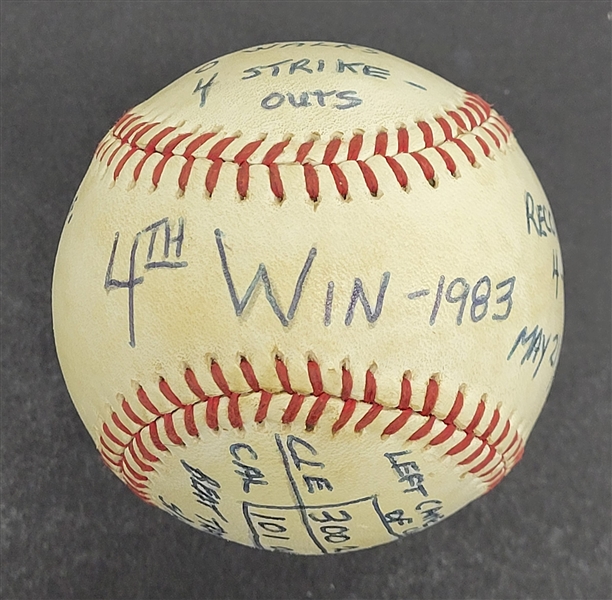 1983 Bert Blyleven 4th Win May 21st Indians vs Angels Game Used Stat Baseball w/Blyleven Signed Letter of Provenance 