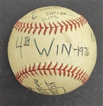 1976 Bert Blyleven 4th Win May 23rd Minnesota Twins vs Royals Game Used Stat Baseball w/Blyleven Signed Letter of Provenance
