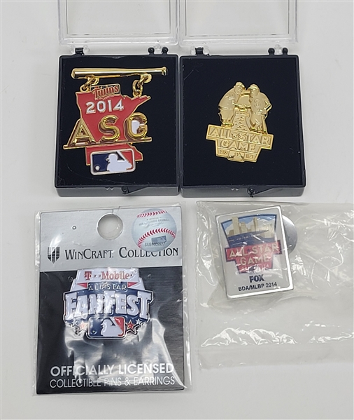 2014 Bert Blyleven Lot of (4) All Star Game Pins Includes Official Press Pin w/Blyleven Signed Letter of Provenance