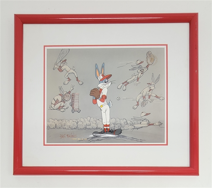 Bert Blyleven ‘Baseball Bugs’ Bunny Friz Freleng Limited Edition Cel Art Signed Rare w/Blyleven Signed Letter of Provenance