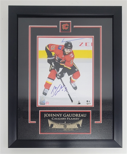 Johnny Gaudreau Autographed & Framed 8x10 Photo Display