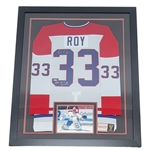Patrick Roy Autographed & Inscribed Framed Montreal Canadiens Mitchell & Ness Jersey UDA