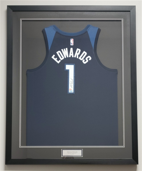 Anthony Edwards Autographed & Framed Minnesota Timberwolves Jersey Panini
