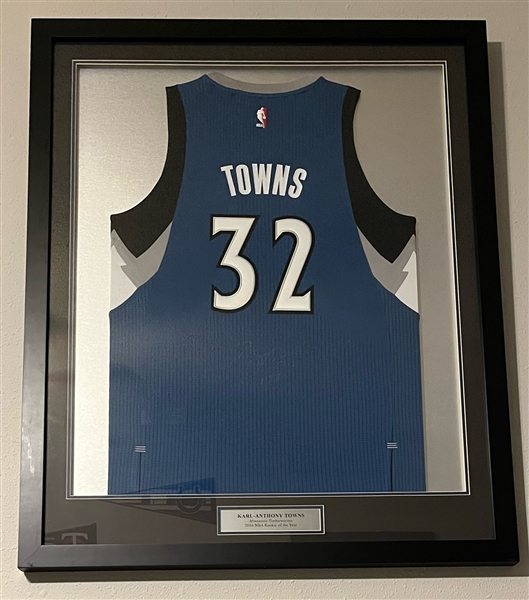 Karl-Anthony Towns Autographed & Framed Minnesota Timberwolves Authentic Jersey w/ Beckett LOA