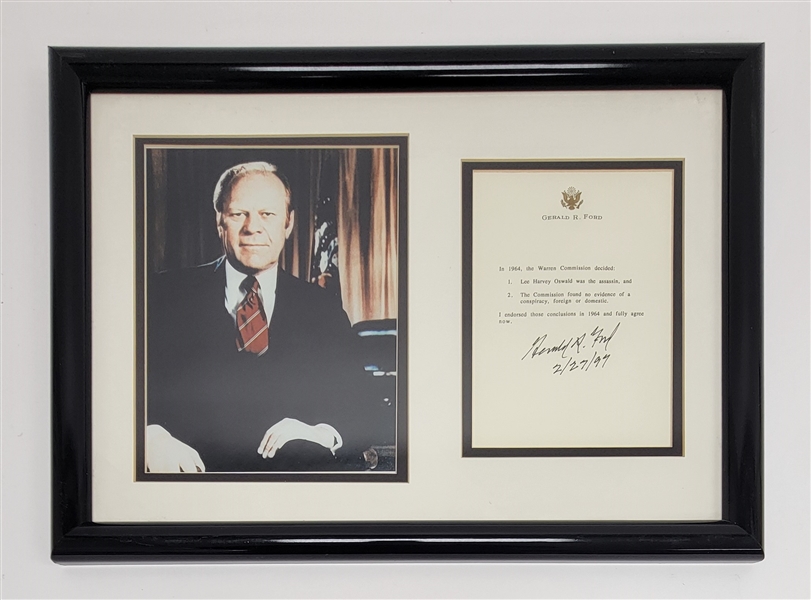Gerald Ford Autographed & Framed Warren Commission Conclusion w/ Beckett LOA