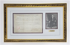 James Monroe c. 1817 Signed & Framed Land Grant Document w/ Beckett LOA