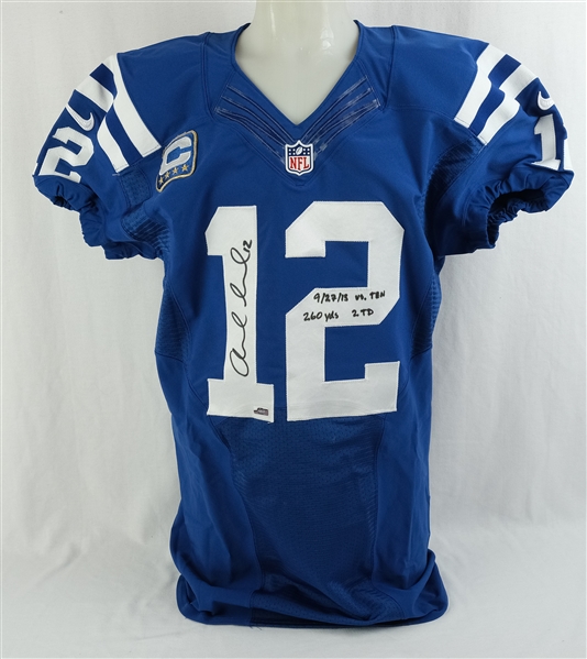 Andrew Luck 2015 Indianapolis Colts Game Used Autographed & Inscribed Jersey Worn During a 9/27/2015 Win vs. Titans Panini LOA & Original Box